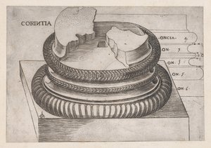 Mirror of Roman Magnificence: Corinthian base fra Temple of Mars the Avengers, Rom, ..., ca. 1537