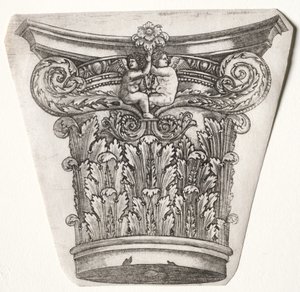 Basis og kapital med Putti, ca. 1525-1550. af Master G. A. with the man