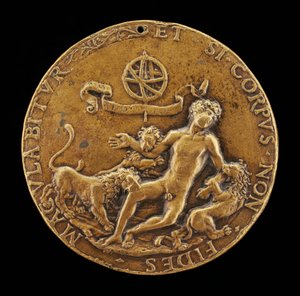 En allegori om tro: Løver fortærer en nøgen ungdom [forside].