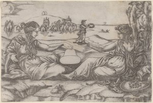 To allegoriske figurer (roma og frihed?) af Master IRs
