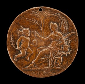Allegorisk scene [omvendt], 1500-tallet. af Master I.S.A.