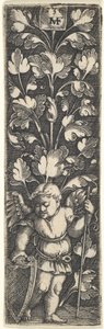 Ornament med et geni, der holder et skjold, 1536. af Master MVHF