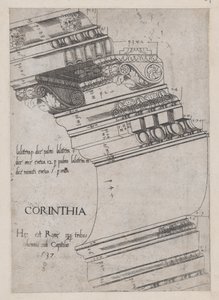 Mirror of Roman Magnificence: Entablatur fra Vespasians tempel, Rom, 1537., 1537.