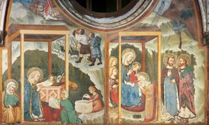 Magiernes fødsel og tilbedelse, fra Madonnaens kapel, Sacro Speco-klosteret, Subiaco (fresco)
