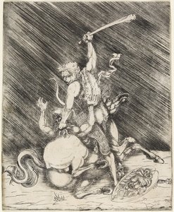 Hercules og Cacus, ca. 1505-1520 (tørpunkts-ætsning) af Master of 1515
