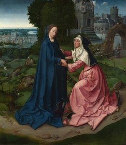 Jomfruens besøg til Saint Elizabeth. Panel fra en altertavle, ca 1515
