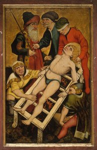 The Martyrdom of Saint Lawrence, omvendt Giving Drink to the Thirsty. af Master of Alkmaar