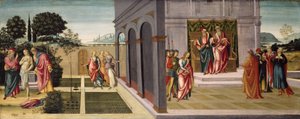 Susanna og de ældste i haven, og retssagen mod Susanna for de ældste, ca. 1500 af Master of Apollo and Daphne