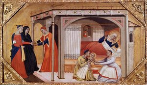 Jomfru Marias fødsel, c1365-1370 af Master of Ashmolean Predella