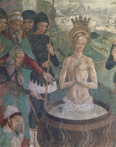 Italien, Piemonte-regionen, Alessandria-provinsen, Serralunga di Crea, Sacro Monte di Crea, Sanctuary of Santa Maria Assunta, Kapel af Skt. Margaret af Antiochia, Lidenskab for Skt. Margaret af Antiochia, detaljer