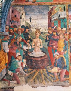 Italien, Piemonte-regionen, Alessandria-provinsen, Serralunga di Crea, Sacro Monte di Crea, Sanctuary of Santa Maria Assunta, Kapel af Skt. Margaret af Antiochia, St. Margaret af Antiokias passion