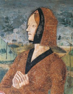 Italien, Piemonte-regionen, Alessandria-provinsen, Serralunga di Crea, Sacro Monte di Crea, Sanctuary of Santa Maria Assunta, St Margaret of Antiochas kapel Portræt af kvinde