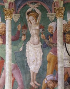 Italien, Piemonte-regionen, fresko i Santa Margherita-kapellet i Sacro Monte