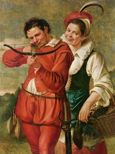 Kvinden og armbrøstmanden, ca. 1610 af Master of Harlem