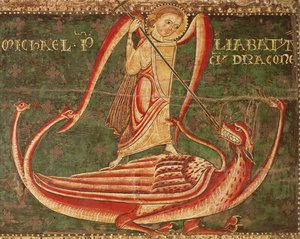 Saint Michael kæmper mod dragen af Master of Llussà