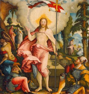 Tysk: Die Auferstehung Christi und Noli me tangere Kristi opstandelse og Noli me tangere af Master of Messkirch