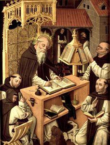 Sankt Hieronymus i scriptoriet, ca 1485 af Master of Monasterio de Santa María