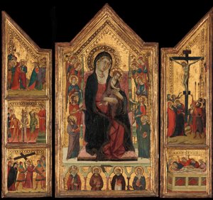 Madonna med barn på tronen af Master of Monte Oliveto