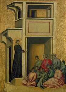 St. Cecilia taler til en gruppe mennesker, scene fra Santa Cecilia og otte episoder af hendes liv