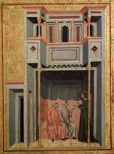 Cyklus af den hellige Cecilias liv. Detalje: Cecilia og Valerianus konverterer Tiburtius - altertavle, ca. 1290-1320