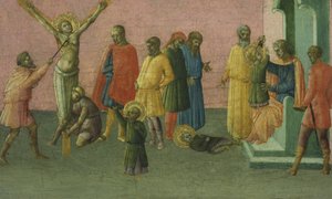 The Martyrdom of the Saints, 1400-50 (tempera og bladguld på panel) af Master of St. Julitta and St. Quiricus Master of St. Julitta and St. Quiricus