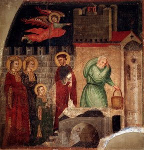 Saint Faustina og Liberate finder tilflugt i et hus i Como (detalje) (Fresco af Master of St Margaret