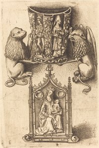 Design til et bægerglas og en Pax af Master of St. Sebastian