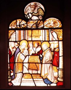 Præsentationen i Templet; vindue fra cistercienserklosteret Mariawald, Eifel af Master of St. Severin