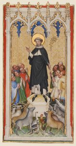 Sankt Anthony Abbed velsigner dyrene, de fattige og de syge, ca. 1400-10 (tempera og bladguld på pergament) af Master of St. Veronica