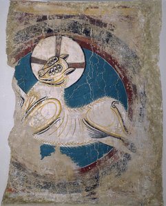 Apokalyptisk lam (fra Sant Climent de Tauell) - Master of Tahull (Master of Sant Climent de Tauell) (aktivt 1100-tal) - ca 1123 - Fresco - 146x113 - Museu Nacional d