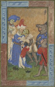 Attentatscene Ms B.11.7, ca. 1420 (tempera, sølv og guldmaling på pergament) af Master of Trinity College