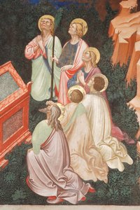 "Jomfruens himmelfart" og "Jomfru Maria, der slipper bæltet eller det hellige bælte til St. Thomas", Detalje af apostlene, ca. 1420 (fresco)