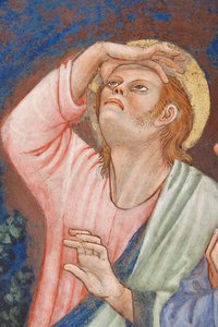 "Kristi Himmelfart", Detalje med en helgen, ca. 1420 (fresko)