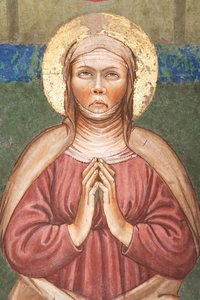 "Pinsen", Detalje af Jomfru Maria, ca. 1420 (fresko)