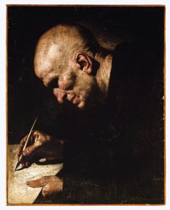 En munkeskriver af Master of the Annunciation to the Shepherds