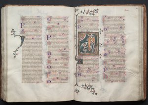 The Gotha Missal: Fol. 109v, tekst, ca. 1375. af Master of the Boqueteaux