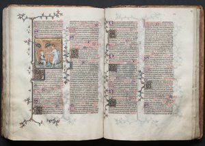 The Gotha Missal: Fol. 116v, Sankt Maria Magdalene knæler, ca. 1375. af Master of the Boqueteaux