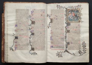 The Gotha Missal: Fol. 15v, tekst , ca. 1375. af Master of the Boqueteaux