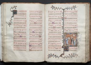 The Gotha Missal: Fol. 60v, tekst, ca. 1375. af Master of the Boqueteaux