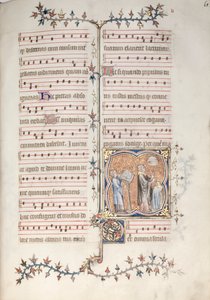The Gotha Missal: Fol. 61r, En præst synger embedet, ca. 1375. af Master of the Boqueteaux