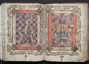 The Gotha Missal: Fol. 63v, Korsfæstelse, ca. 1375.