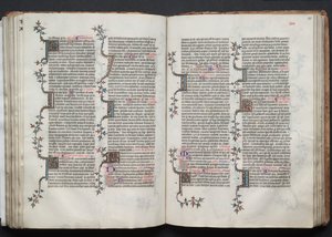 The Gotha Missal: Fol. 84v, tekst, ca. 1375. af Master of the Boqueteaux