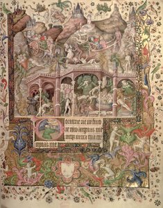 Tilføj 29433 fol.89 Vision of Hell, from a Book of Hours, c.1407 (vellum)