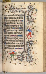Timer for Karl den Adelige, konge af Navarra 1361-1425: fol. 181r, Tekst, ca. 1405. af Master of the Brussels Initials and Associates