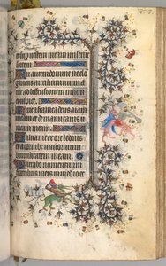 Timer for Karl den Adelige, konge af Navarra 1361-1425: fol. 182r, Tekst, ca. 1405. af Master of the Brussels Initials and Associates