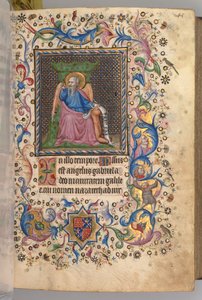 Timer for Karl den Adelige, konge af Navarra 1361-1425: fol. 23r, St. Luke, ca. 1405. af Master of the Brussels Initials and Associates