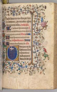 Timer for Karl den Adelige, konge af Navarra 1361-1425: fol. 260r, Helligånd, ca. 1405. af Master of the Brussels Initials and Associates