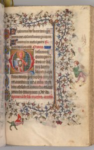 Timer for Karl den Adelige, konge af Navarra 1361-1425: fol. 267r, Sankt Bartolomæus, ca. 1405. af Master of the Brussels Initials and Associates