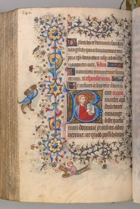 Timer for Karl den Adelige, konge af Navarra 1361-1425: fol. 267v, tekst, ca. 1405. af Master of the Brussels Initials and Associates