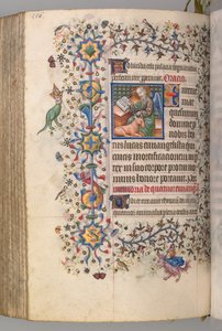 Timer for Karl den Adelige, konge af Navarra 1361-1425, , fol. 272v, Sankt Lukas, ca. 1405. af Master of the Brussels Initials and Associates